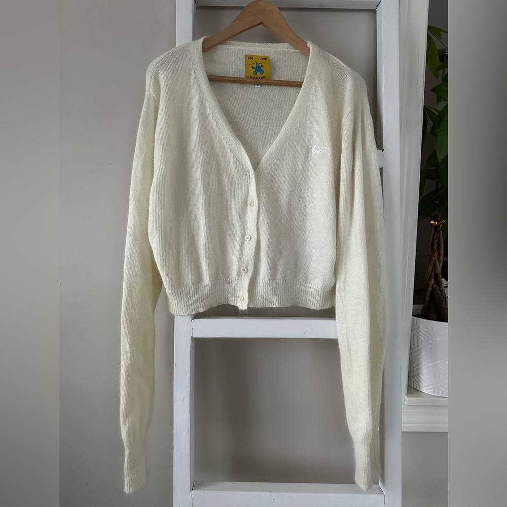 UNIF Clothing Collection Liv Cropped Button Front Angora Blend Cardigan Sweater